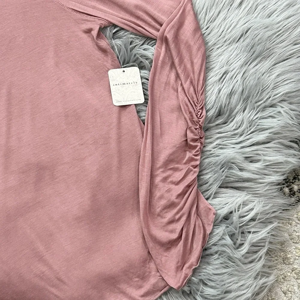 Intimately FP Free People Rose Pink Ruched Long‎ Sleeve Top Size Small